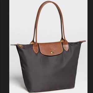 Longchamp Small Le Pliage Shoulder Tote Gunmetal